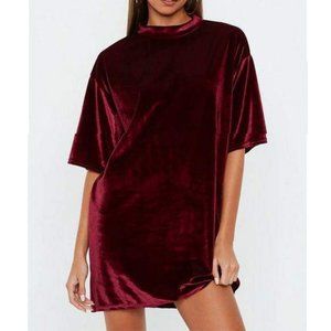 Love Riche Burgundy Velour T Shirt Mini Dress Short Sleeve Womens Plus Size 1X
